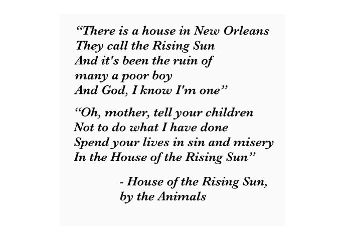 The House Of The Rising Sun Lyrics